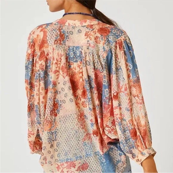Anthropologie Pilcro Sidney Batwing Patchwork Floral Blouse - Picture 3 of 10